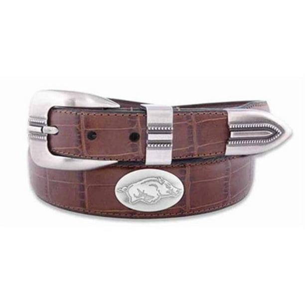 NCAA Arkansas Razorbacks Full Grain Leather Braided Concho Belt Brown 40-Inch NCAA Arkansas Razorbacks Full Grain Leather Braided Concho Belt Brown 40-Inch